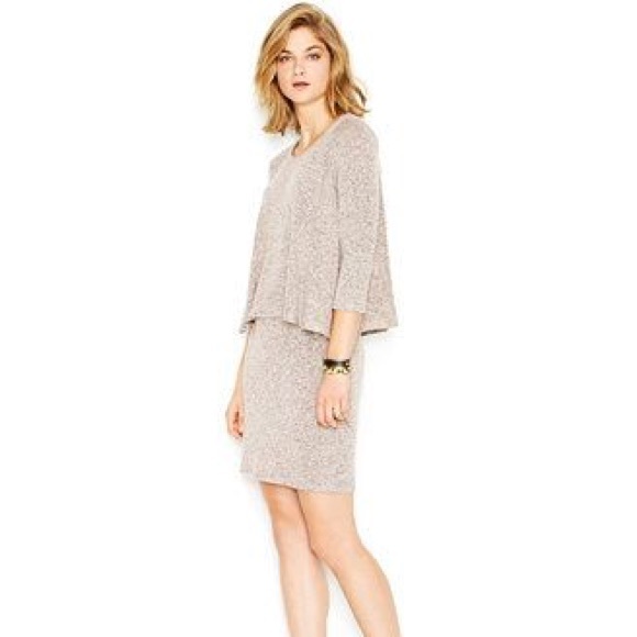Bar III Layered Knit Bodycon 3/4 Sleeve Dress - Picture 2 of 5